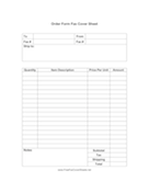 Order Form fax cover sheet