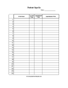 Patient Sign In Sheet