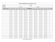 Payroll Time Card Semi-Monthlysemi