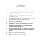 Personal Assistant Interview Questions