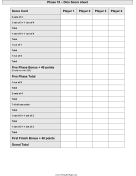 Printable Phase 10 Dice Scoresheet