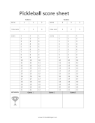 Printable Pickleball Score Sheet