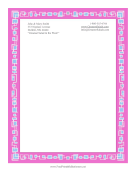 Pink Border Blue Squares stationery design