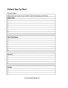 Potluck Sign Up Sheet