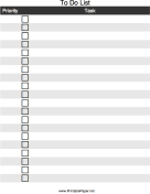 Printable Priority Checklist To Do List