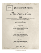 Prix Fixe Menu