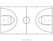 Printable Professional Basketball Court Diagram