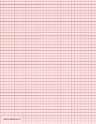 Printable Graph Paper - Light Red - One Inch Grid