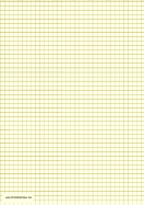 Printable Graph Paper - Light Yellow - One Inch Grid - A4