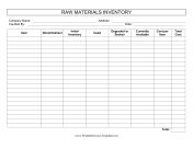 Raw Materials Inventory Template