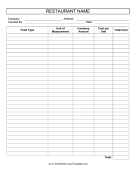 Restaurant Inventory Template