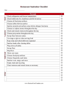 Restaurant Sanitation Checklist