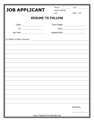 Resume fax cover sheet