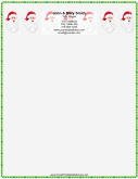 Row of Santas Green Candy Cane Border stationery design