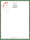 Santa Claus Red White Green Candy Cane Border stationery design