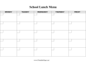 Printable School Lunch Menu Template