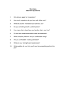 Secretary Interview Questions