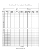 Semi-Monthly Time Card 2 Blended Rates