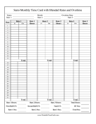 Semi-Monthly Time Card 3 Blended Rates Overtime