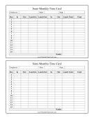 Semi-Monthly Time Card With Lunch