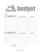 Printable Side Hustle Budget