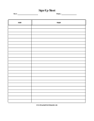 Sign Up Sheet