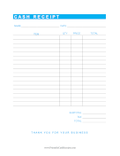 Simple Airy Cash Receipt Blue