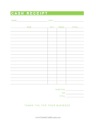 Simple Airy Cash Receipt Light Green