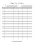 Single Project Bid Tracker Template