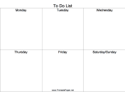 Printable Six Day To Do List