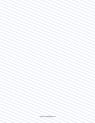 Printable Slant Ruled Paper — Medium Ruled Left-Handed, Low Angle — blue lines