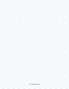 Printable Slant Ruled Paper — Narrow Ruled Left-Handed, Low Angle — blue lines