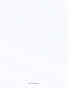 Printable Slant Ruled Paper — Wide Ruled Left-Handed, Low Angle — blue lines