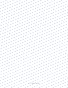 Printable Slant Ruled Paper — Wide Ruled Right Handed, Low Angle — blue lines