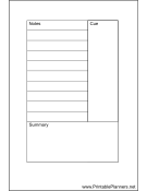 Small Organizer Cornell Note Page - Left