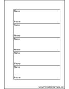 Small Organizer Phone List 1 col - Right