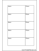 Small Organizer Phone List 2 col - Right