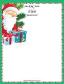 Smiling Santa Candy Cane Border stationery design