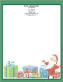 Smiling Santa Green Border stationery design