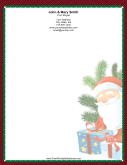 Smiling Santa Green Red Black Border stationery design