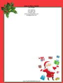 Smiling Santa Juggling Presents stationery design