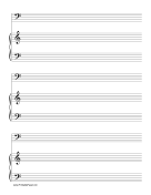 Printable Solo-Bass Clef with Accompanist Music Paper