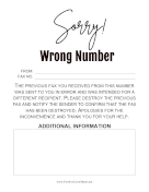 Sorry Wrong Number fax cover sheet