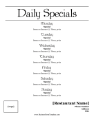 Specials Menu