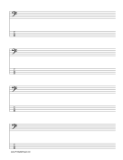 Printable Staff and Tablature-Bass Clef-4 lines Music Paper