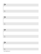 Printable Staff and Tablature-Bass Clef-5 lines Music Paper