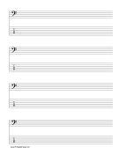 Printable Staff and Tablature-Bass Clef-6 lines Music Paper