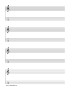 Printable Staff and Tablature-Treble Clef-4 lines Music Paper