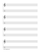 Printable Staff and Tablature-Treble Clef-5 lines Music Paper