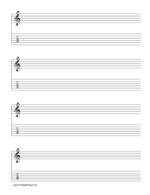 Printable Staff and Tablature-Treble Clef-6 lines Music Paper